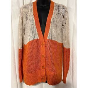 Beautiful Trouvé Tan orange knitted  button up Front Cardigan Size S Long sleeve